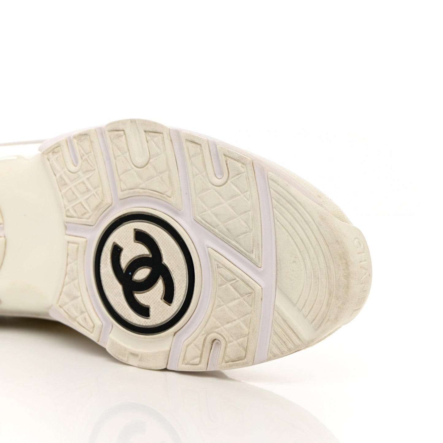 Suede Calfskin Fabric CC Sneakers 38 White