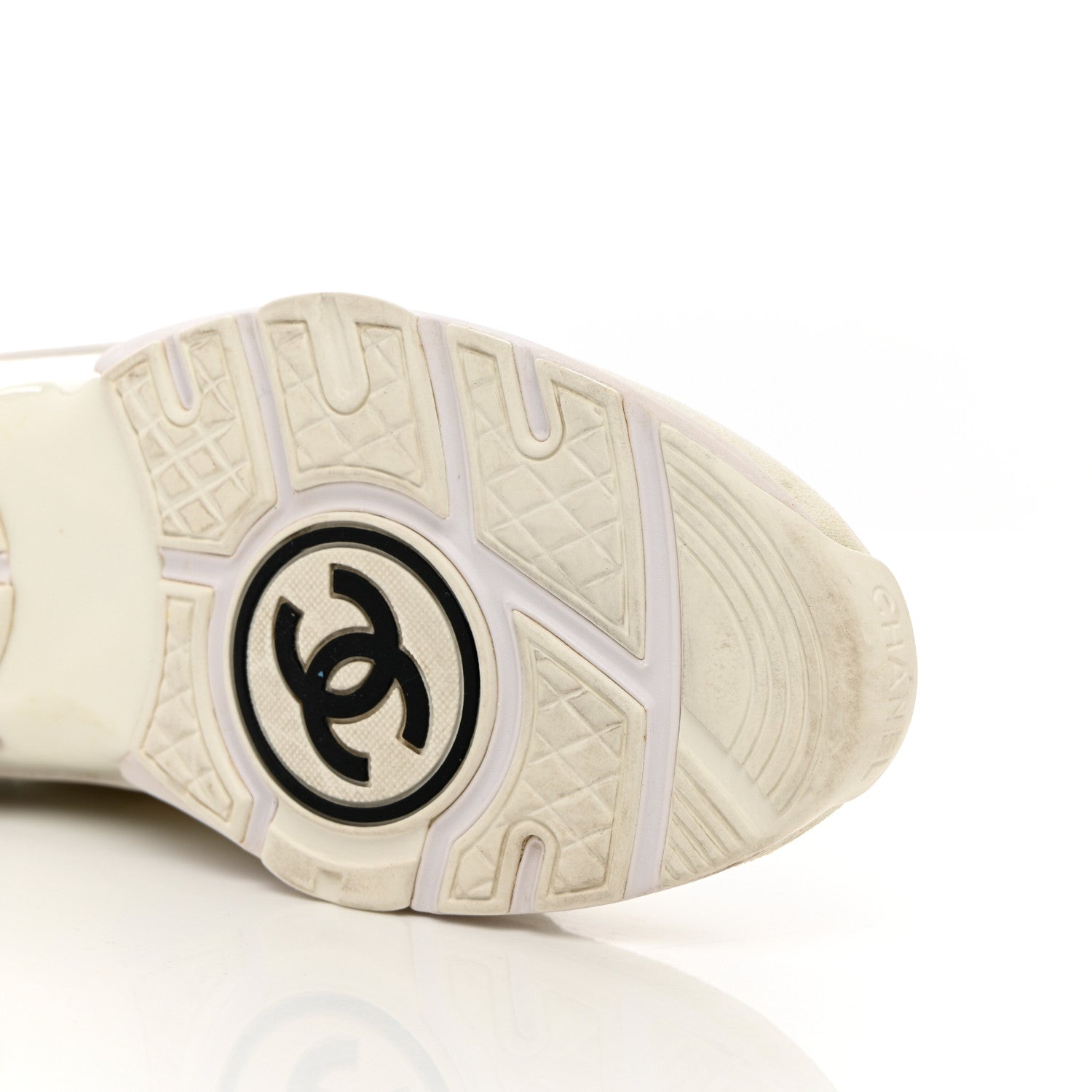 Chanel Suede Calfskin Fabric CC Sneakers 38 White 19 of 21