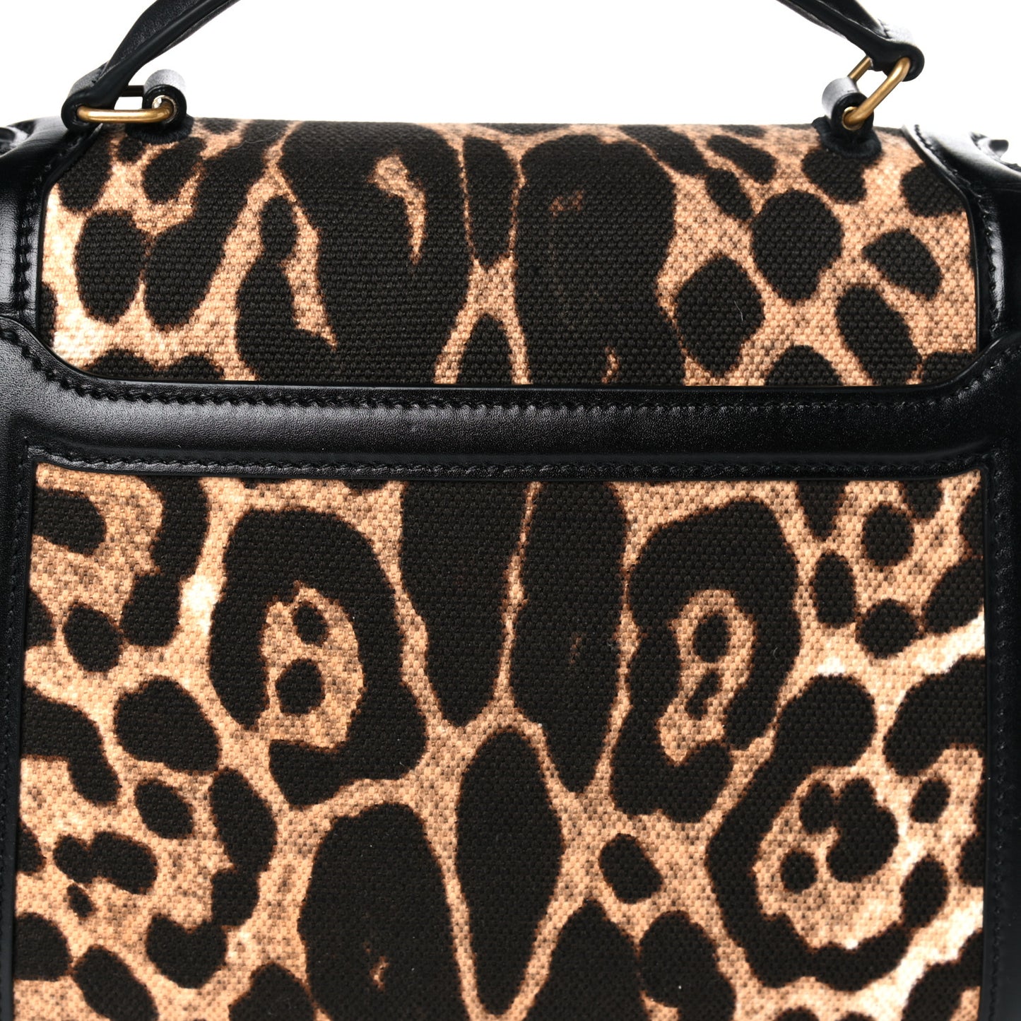 Canvas Leopard Print Mini Classic Monogram Cassandra Top Handle Black