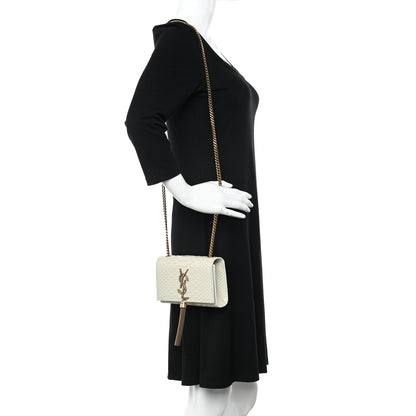 Saint Laurent Python Embossed Small Classic Monogram Kate Tassel Satchel 2 of 11