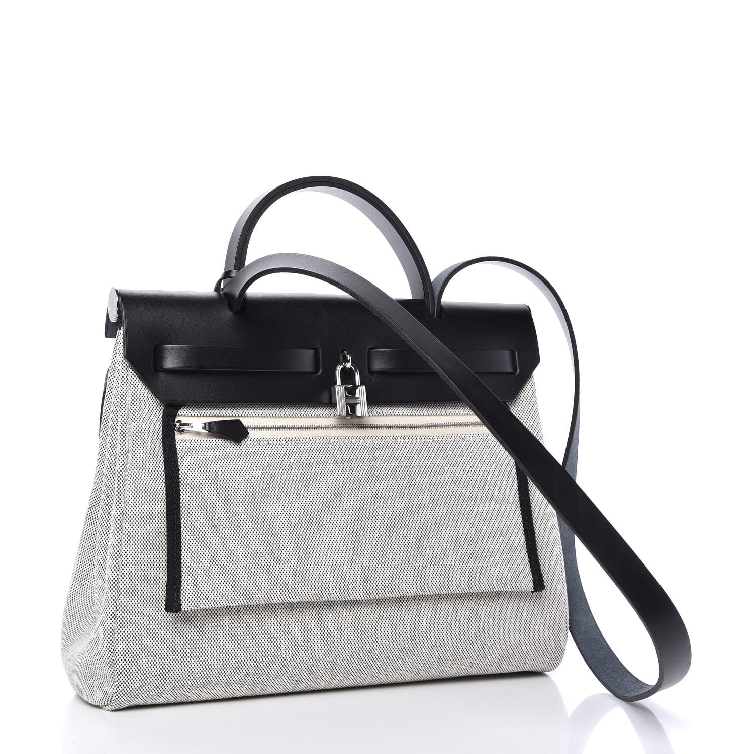 Hermes Vache Hunter Toile H Pegase Pop Herbag Zip Retourne 31 PM Bleu Indigo Ecru Black 3 of 11