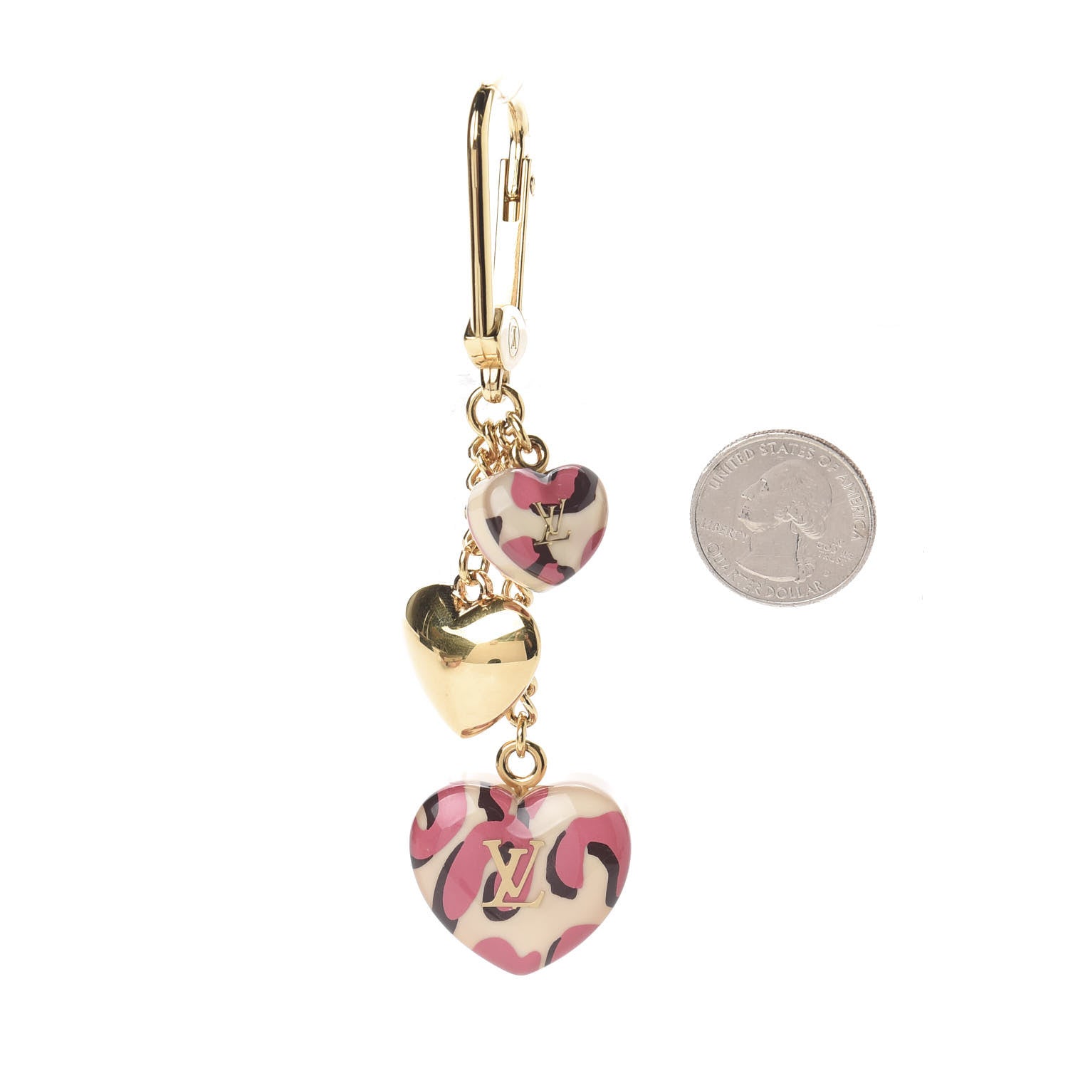 Louis Vuitton Leopard Heart Bag Charm Key Holder Blanc Corail 2 of 3