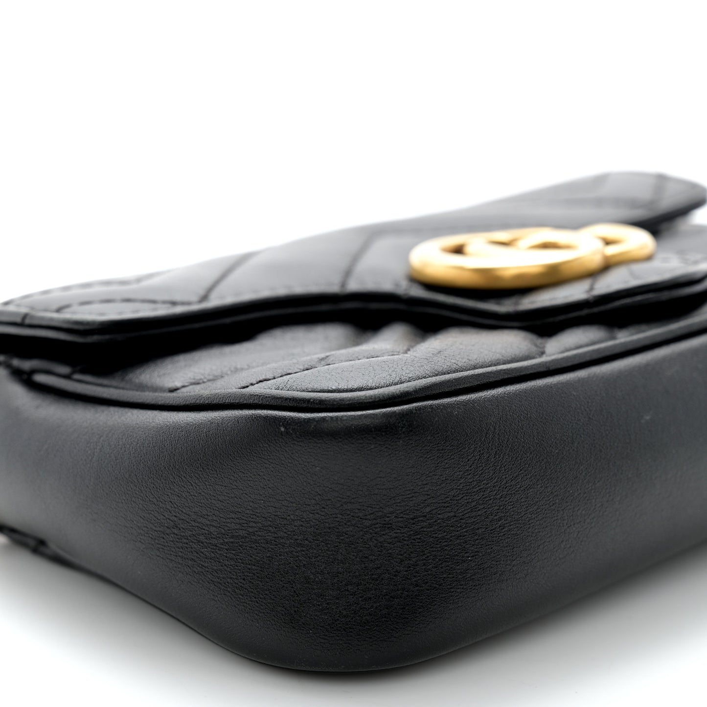 Calfskin Matelasse Super Mini GG Marmont Shoulder Bag Black