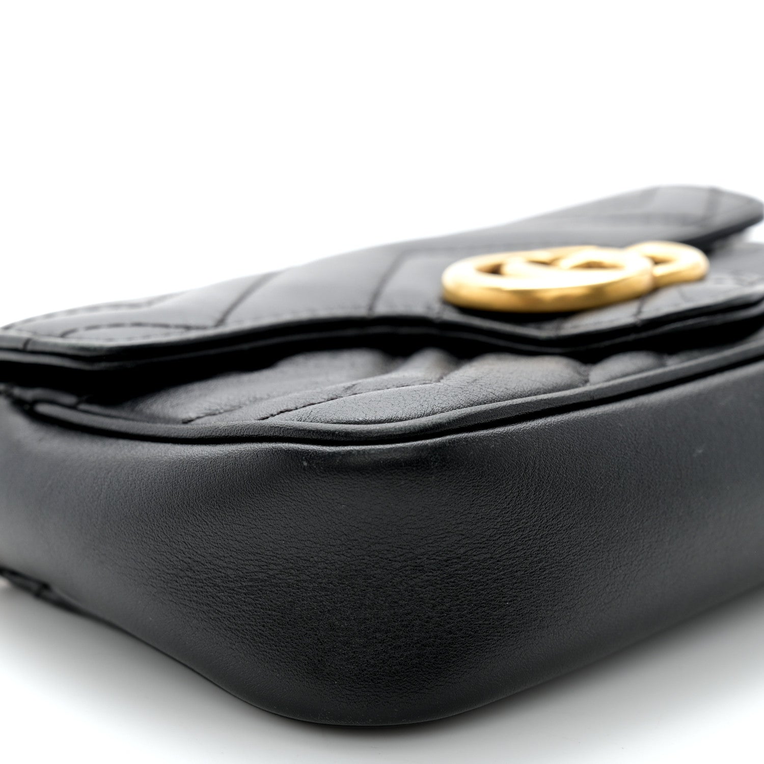 Gucci Calfskin Matelasse Super Mini GG Marmont Shoulder Bag Black 9 of 11