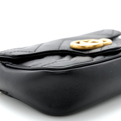Gucci Calfskin Matelasse Super Mini GG Marmont Shoulder Bag Black 9 of 11
