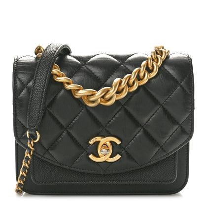 Chanel Calfskin Caviar Quilted Mini Chain Handle Flap Black 1 of 9