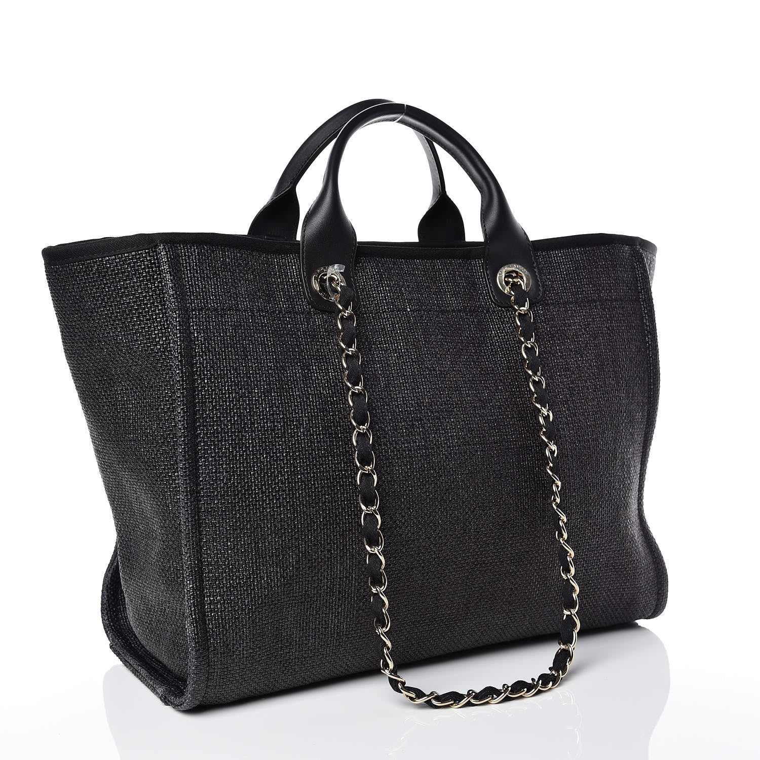 Chanel Woven Straw Raffia Large Deauville Tote Black 4 of 11