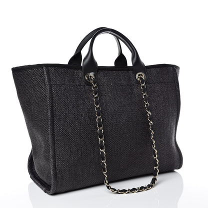 Chanel Woven Straw Raffia Large Deauville Tote Black 4 of 11