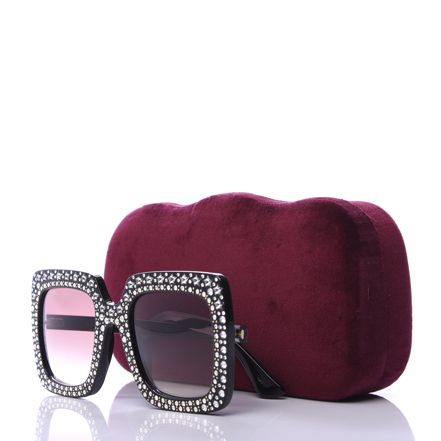Gucci Acetate Crystal Oversize Sunglasses GG0148S Black 8 of 8