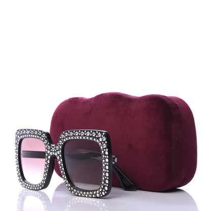 Gucci Acetate Crystal Oversize Sunglasses GG0148S Black 8 of 8