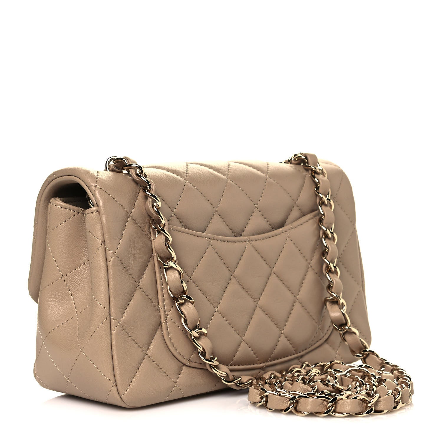 Chanel Lambskin Quilted Mini Rectangular Flap Dark Beige 2 of 11