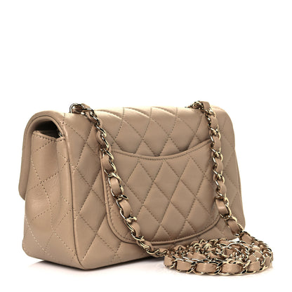 Chanel Lambskin Quilted Mini Rectangular Flap Dark Beige 2 of 11