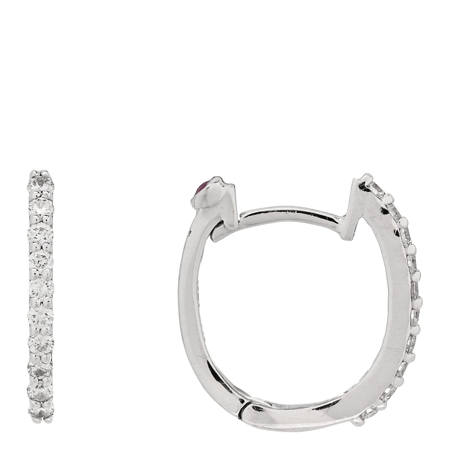 18K White Gold Diamond Pave Huggie Earrings