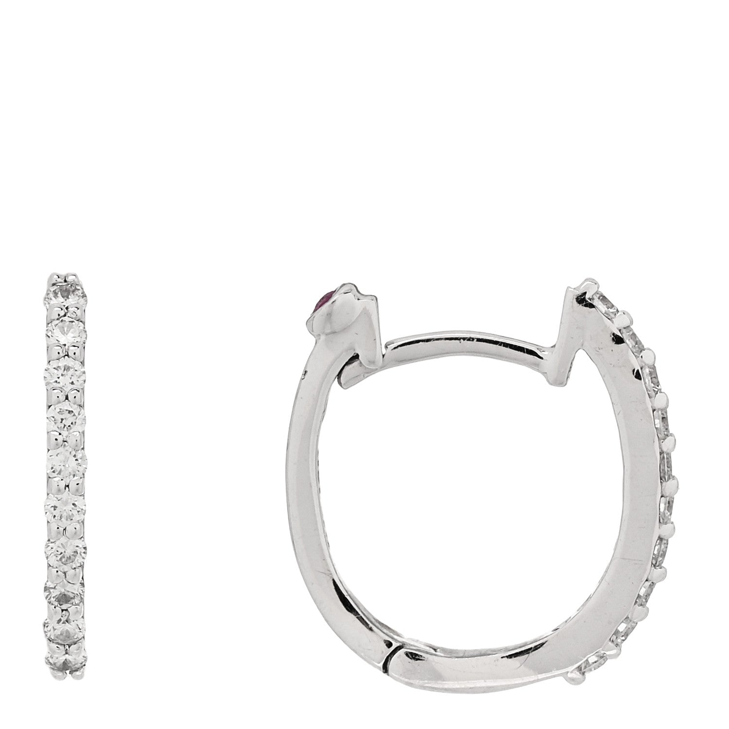 Roberto Coin 18K White Gold Diamond Pave Huggie Earrings 1 of 4