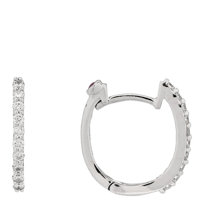 Roberto Coin 18K White Gold Diamond Pave Huggie Earrings 1 of 4