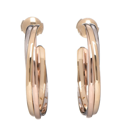 Cartier 18K Pink Yellow White Gold Trinity Hoop Earrings 1 of 4