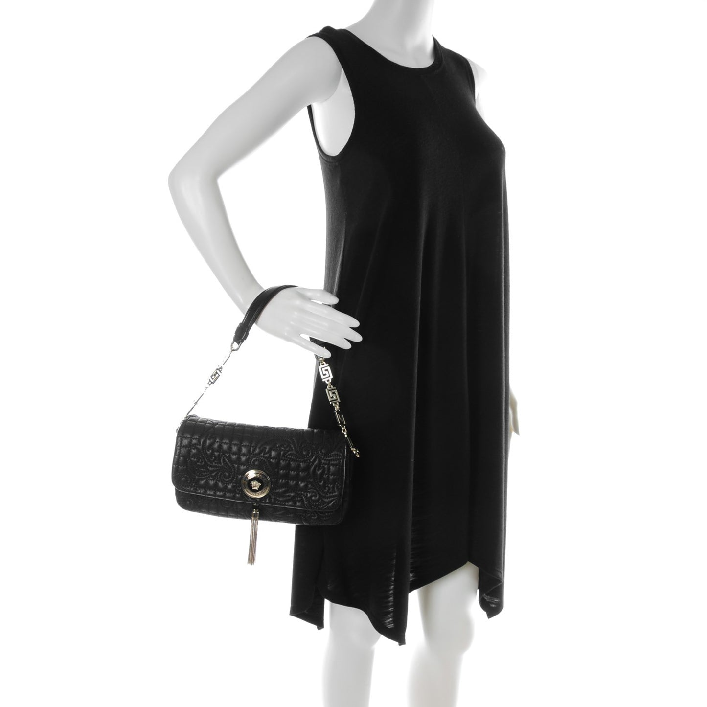 Nappa Barocco Quilted Calliope Vanitas Shoulder Bag Black