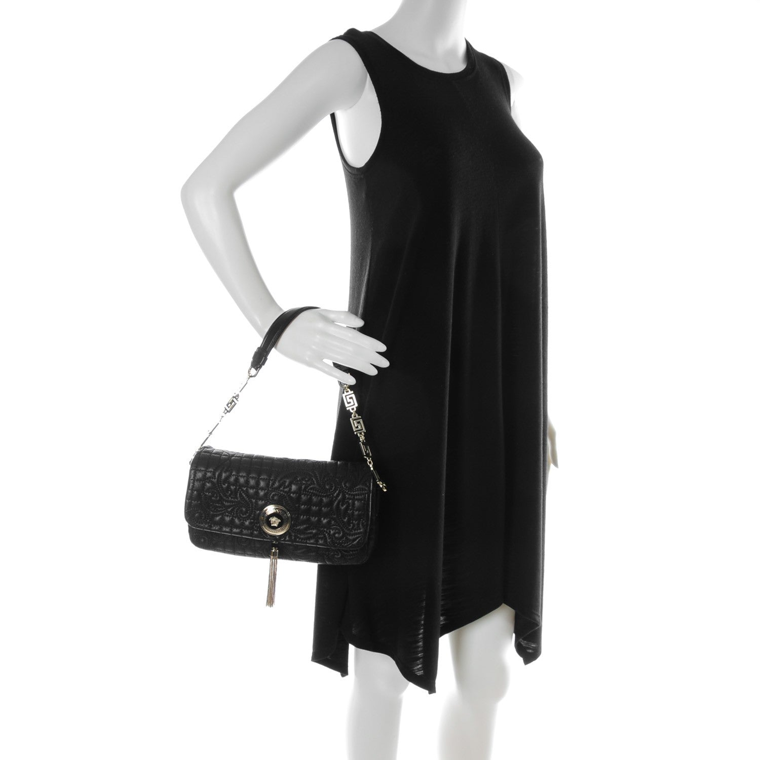 Versace Nappa Barocco Quilted Calliope Vanitas Shoulder Bag Black 2 of 7