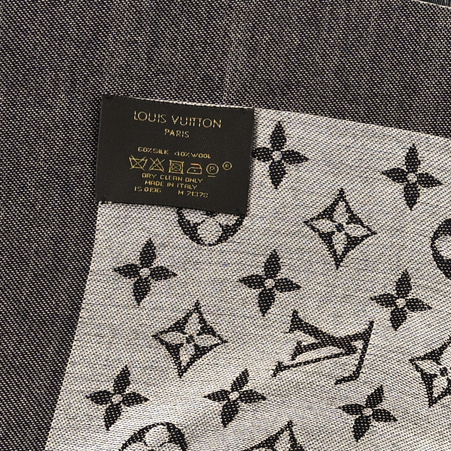 Louis Vuitton Silk Wool Monogram Denim Shawl Black 3 of 3