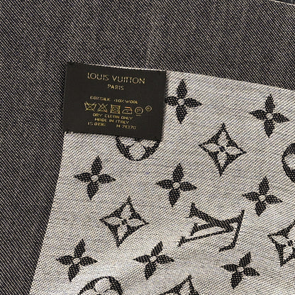 Louis Vuitton Silk Wool Monogram Denim Shawl Black 3 of 3