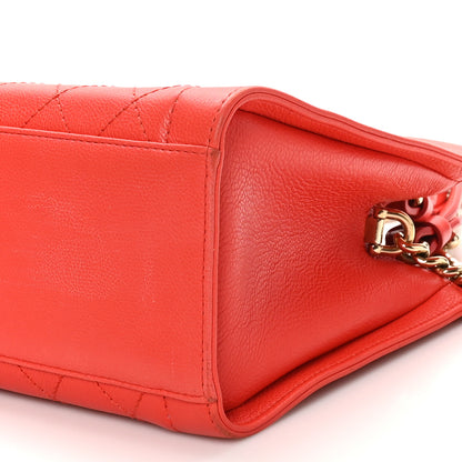 Chanel Grained Calfskin Stitched Small Label Click Shopper Tote Red 10 of 11
