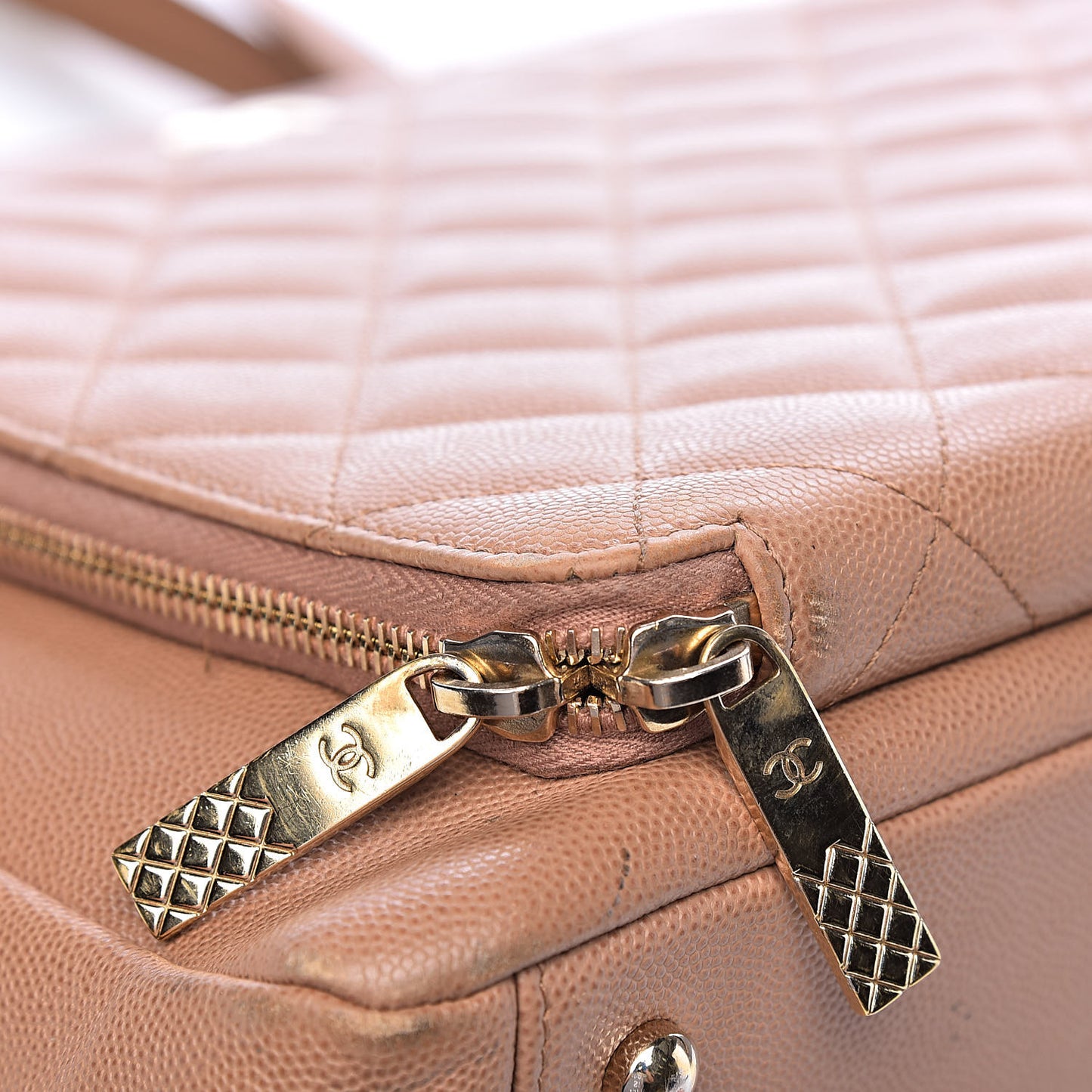 Caviar Quilted Large Business Affinity Shopping Bag Beige
