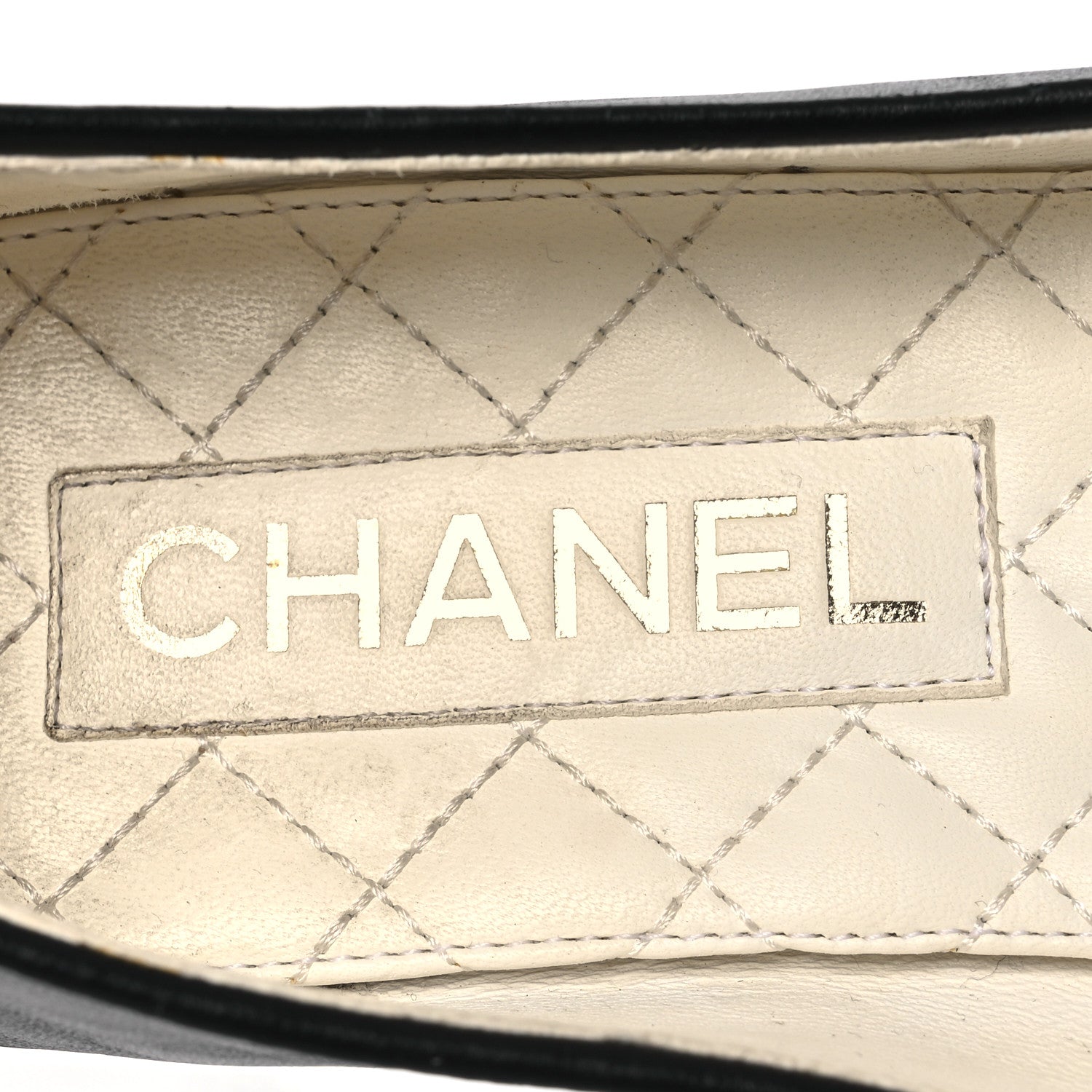 Chanel Lambskin Patent Calfskin Cap Toe Ankle Chain Ballerina Flats 37.5 Black 10 of 17