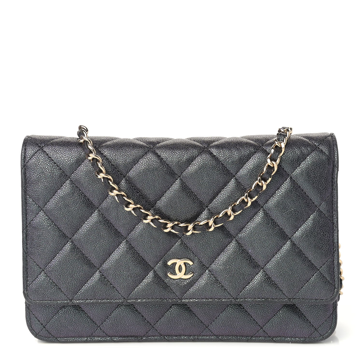 Chanel Iridescent Caviar Quilted Wallet On Chain WOC Black 1 of 10