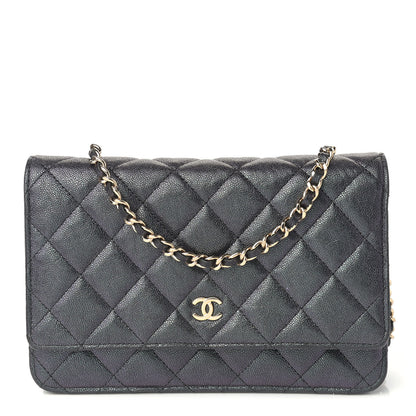 Chanel Iridescent Caviar Quilted Wallet On Chain WOC Black 1 of 10