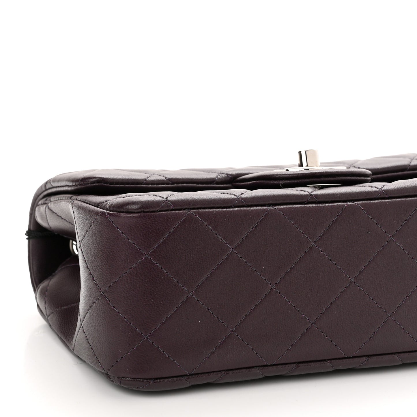 Lambskin Quilted Mini Rectangular Flap Dark Purple
