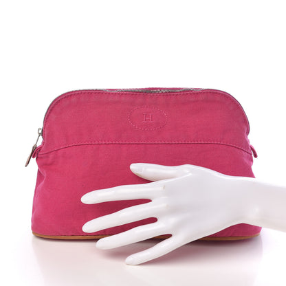 Hermes Cotton Canvas Bolide Travel Cosmetic Pouch MM Hibiscus 2 of 10