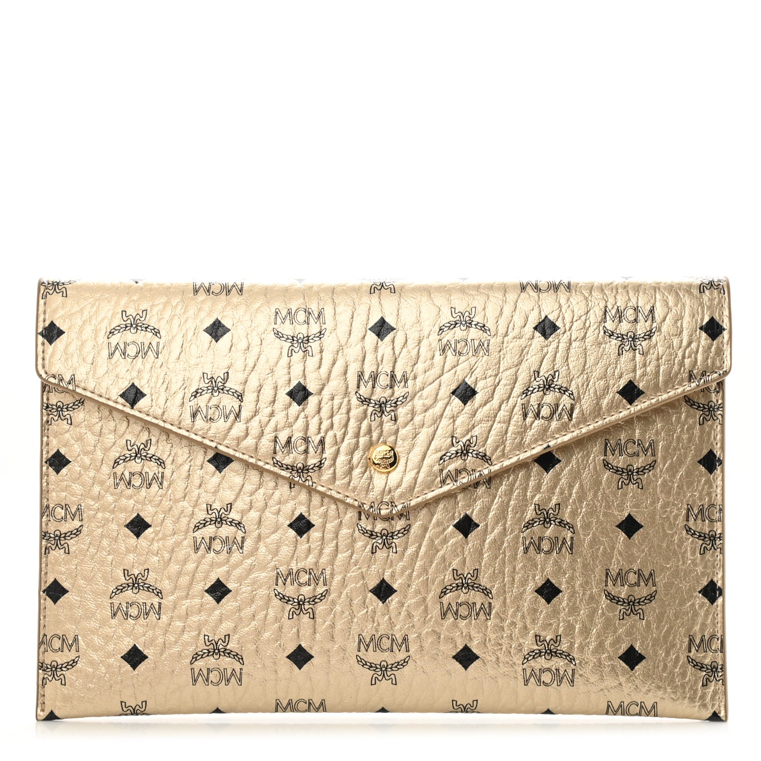 MCM Metallic Visetos Envelope Clutch Gold 1 of 6