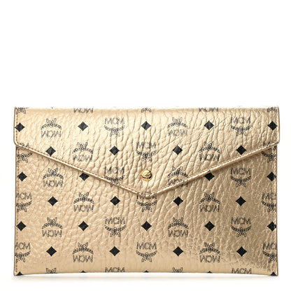 MCM Metallic Visetos Envelope Clutch Gold 1 of 6
