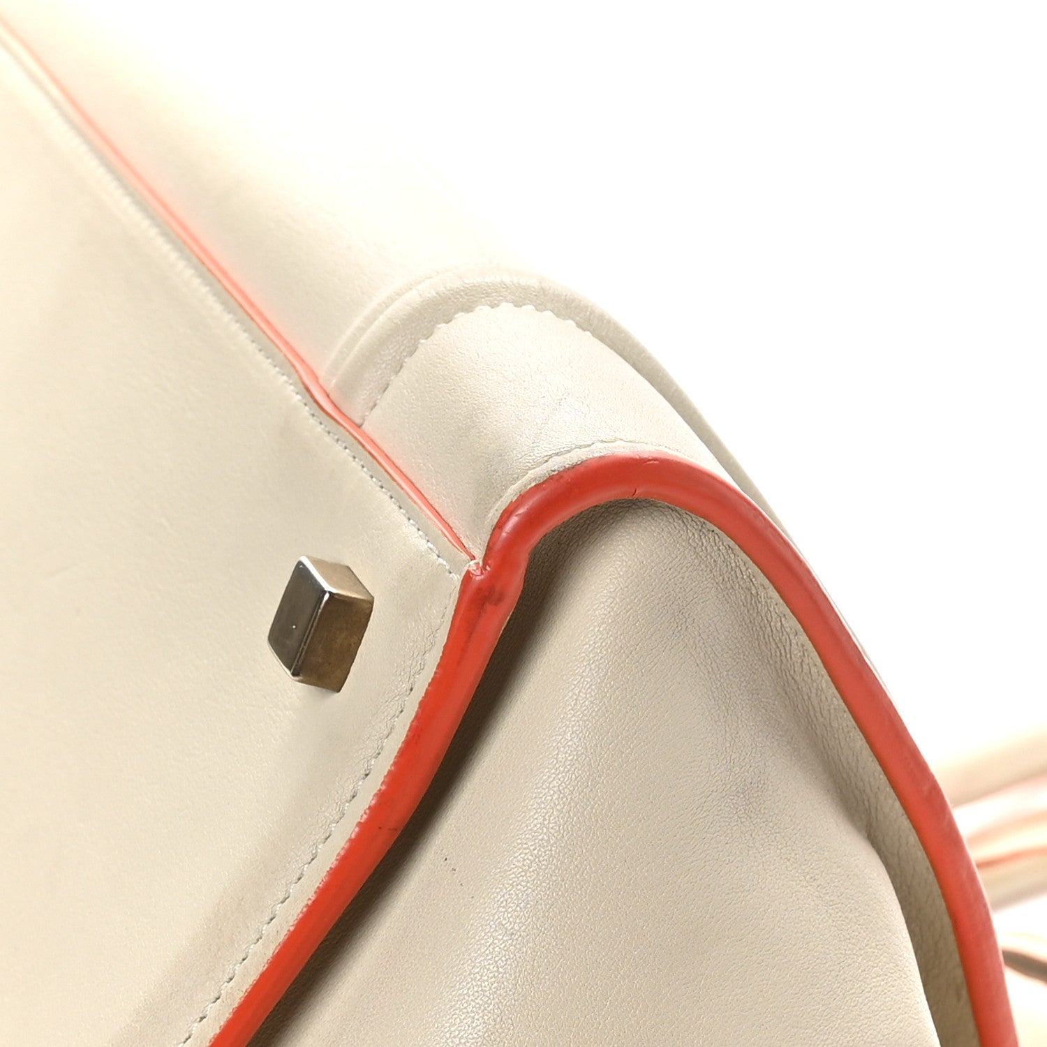 Celine Smooth Calfskin Medium Phantom Luggage Chalk Orange Trim 11 of 17
