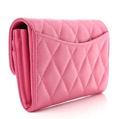 Chanel Caviar Quilted Medium Gusset Flap Wallet Pink 3 of 8
