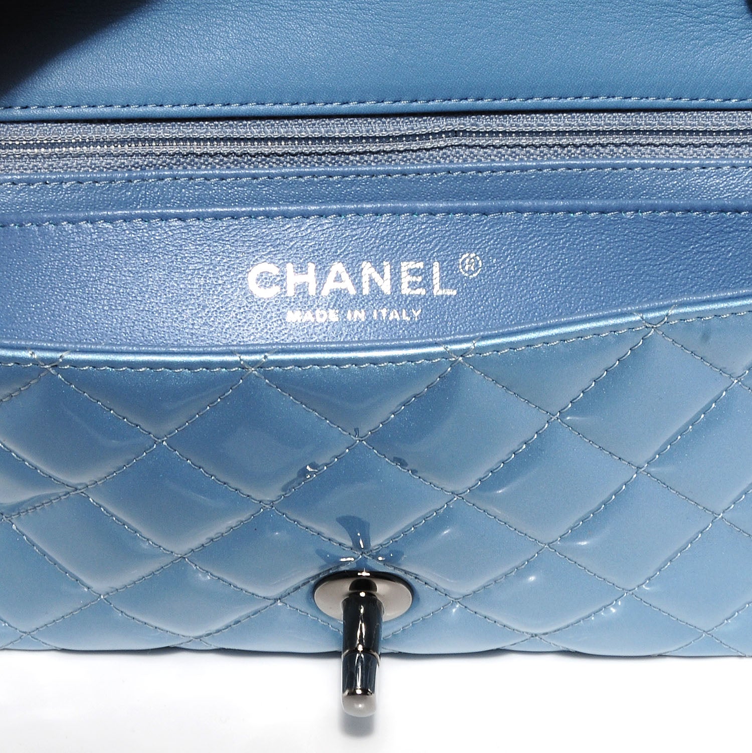 Chanel Patent Calfskin Quilted Mini Rectangular Flap Light Blue 5 of 7