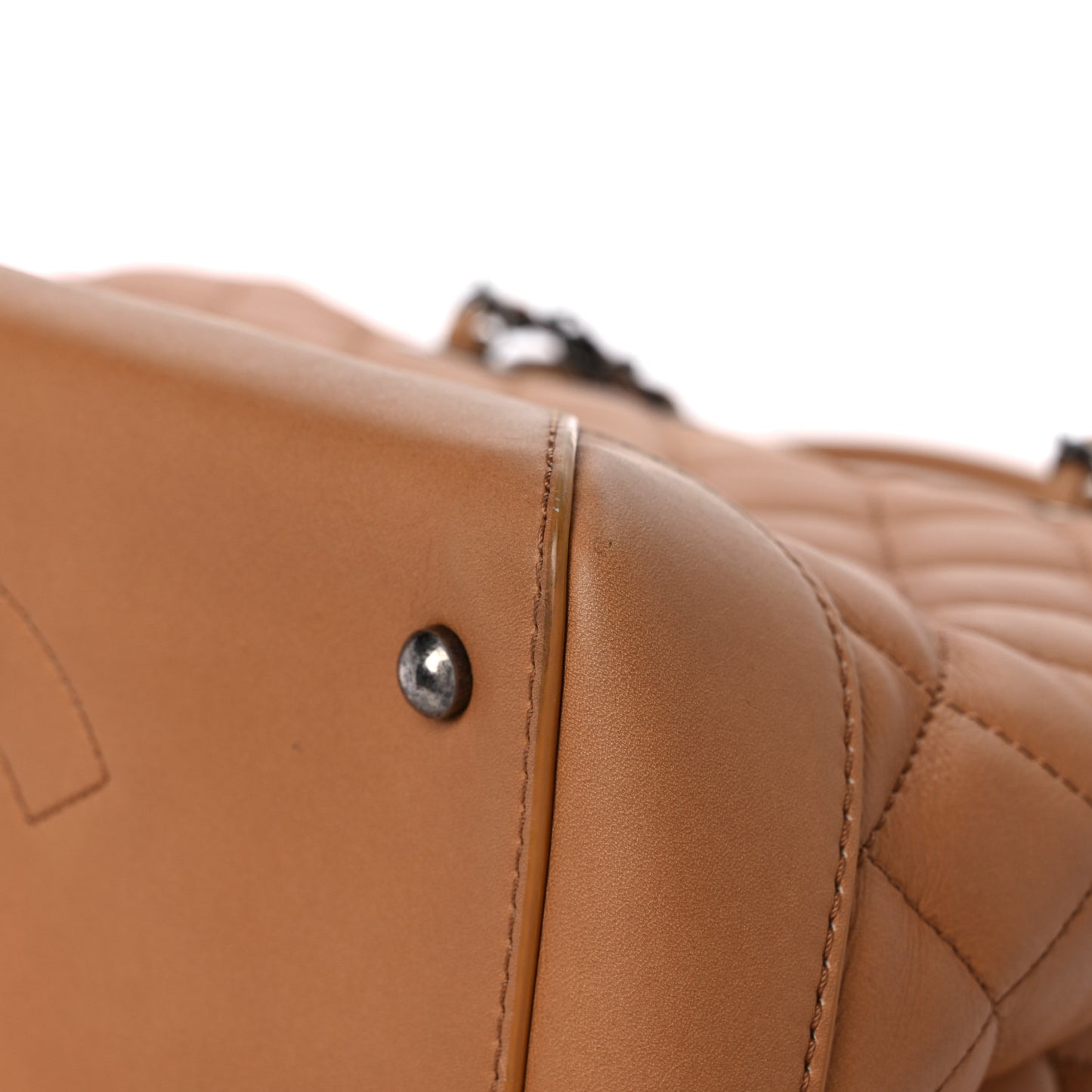Calfskin Quilted Small Easy Shopping Tote Dark Beige