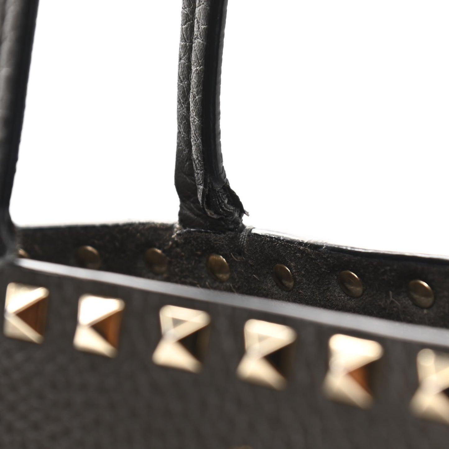 Grained Calfskin Rockstud Shoulder Tote Graphite