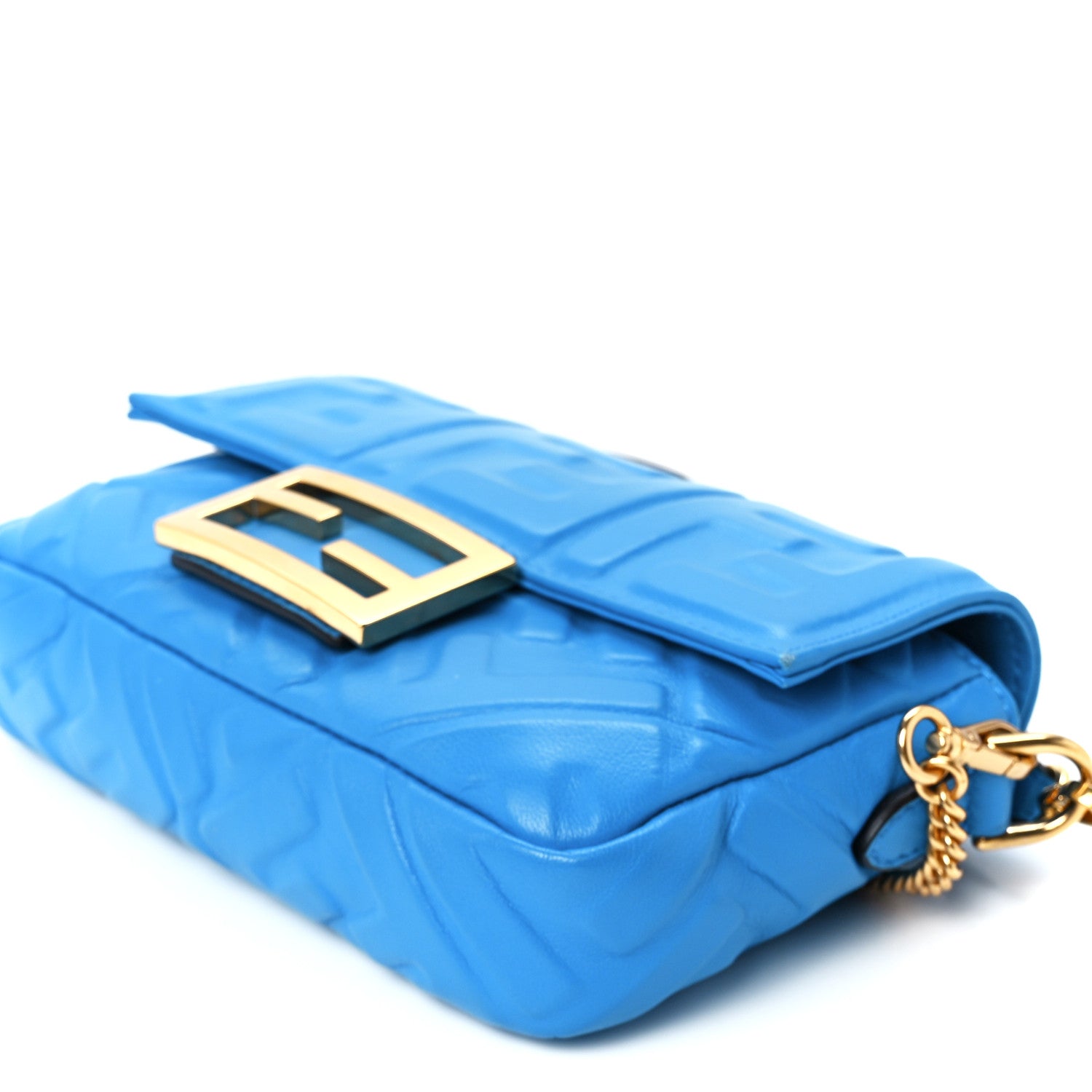 Fendi Nappa FF 1974 Embossed Mini Baguette Blue Royal 12 of 12