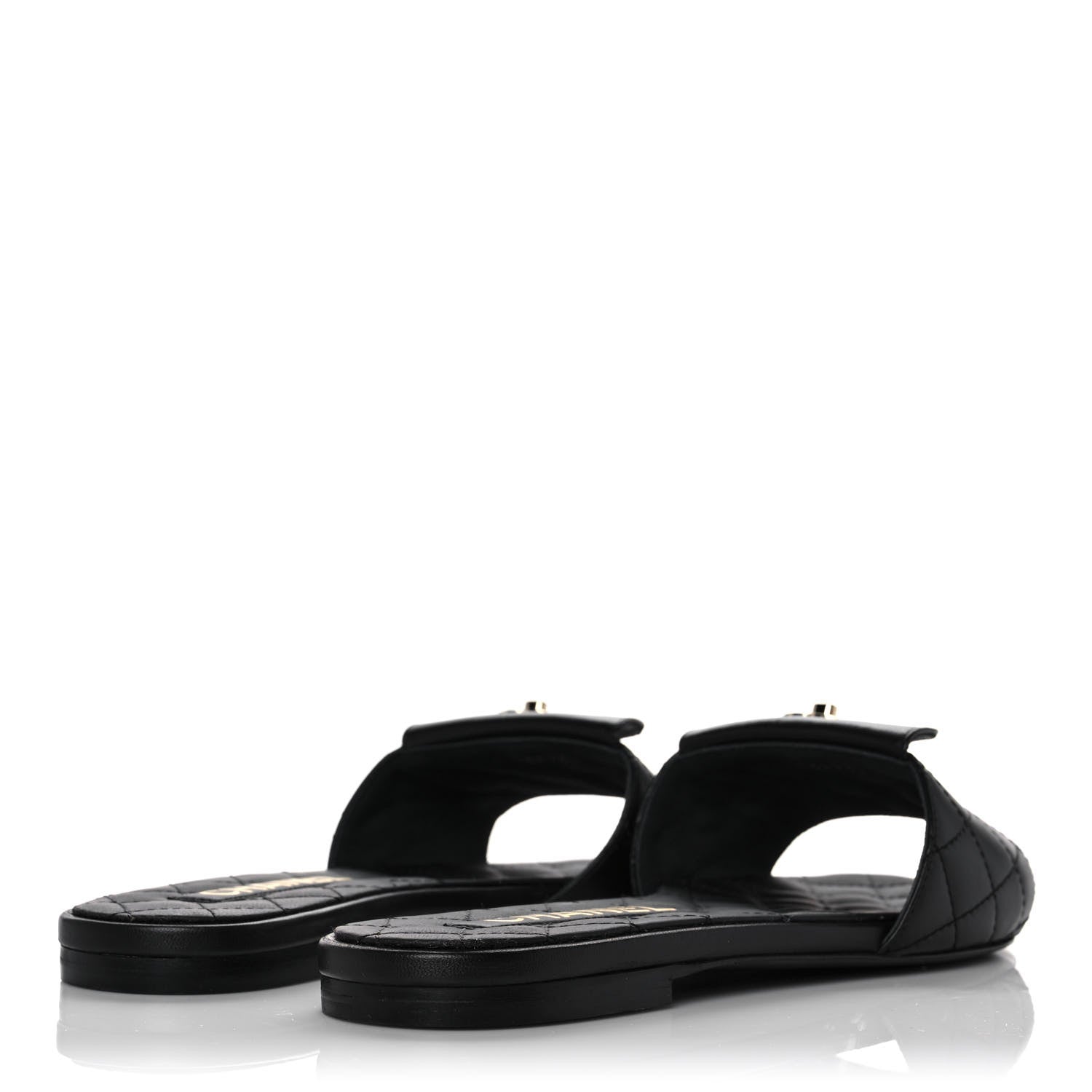 Chanel Lambskin Quilted CC Turnlock Sandals 38 Black 4 of 8