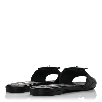 Chanel Lambskin Quilted CC Turnlock Sandals 38 Black 4 of 8