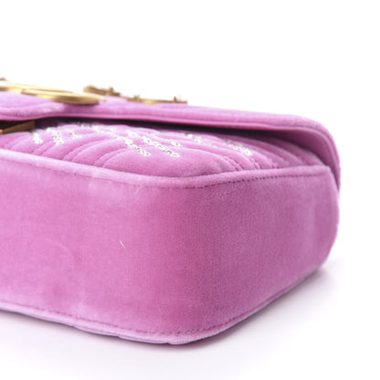 Gucci Velvet Matelasse Marquise Crystals Embroidered Small GG Marmont Shoulder Bag Malva 7 of 10
