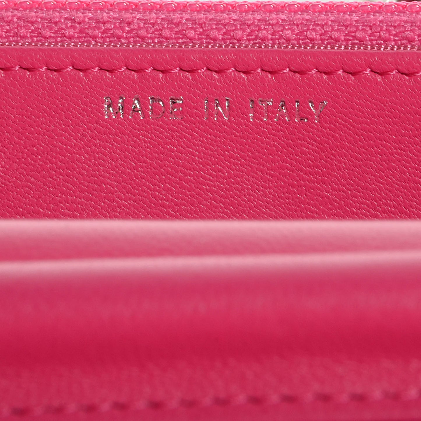Lambskin Quilted Wallet On Chain WOC Dark Pink