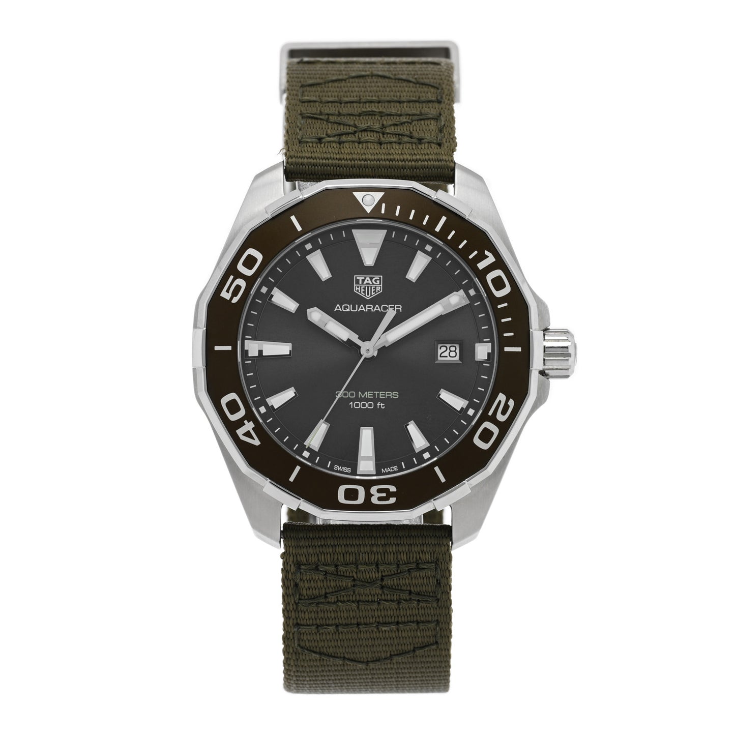 Stainless Steel Textile 43mm Aquaracer Quartz Watch Grey WAY101L