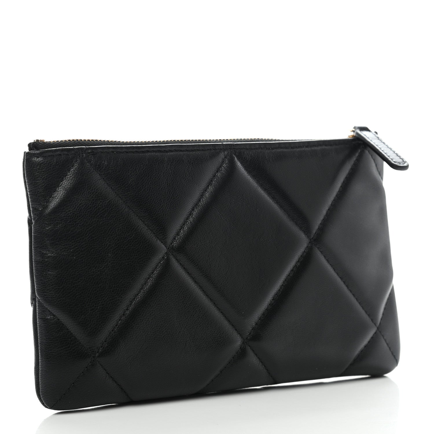 Chanel Shiny Goatskin Quilted Small Chanel 19 Pouch Black 3 of 8
