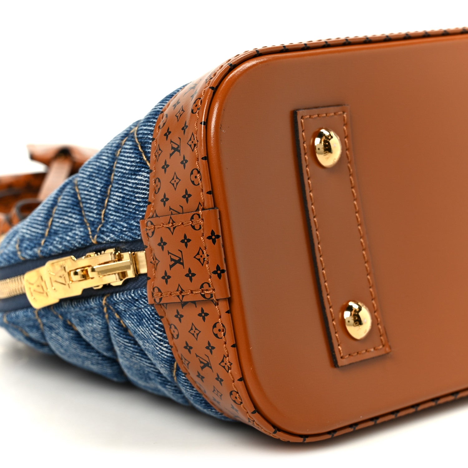 Louis Vuitton Denim Calfskin Reverse Monogram Malletage Alma BB Blue 11 of 12