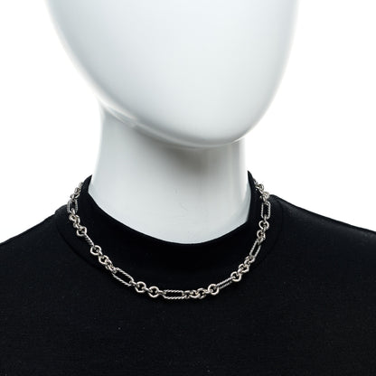 David Yurman Sterling Silver 18K Yellow Gold Figaro Chain Link Necklace 2 of 5