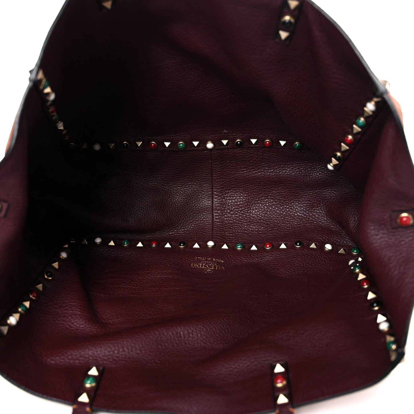 Stampa Alce Calfskin Medium Guitar Strap Rockstud Rolling Reversible Tote Light Cuir Rubin