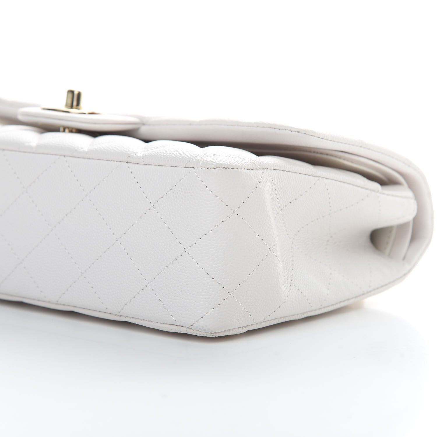 Chanel Caviar Quilted Medium Double Flap White 10 of 14