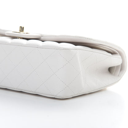 Chanel Caviar Quilted Medium Double Flap White 10 of 14
